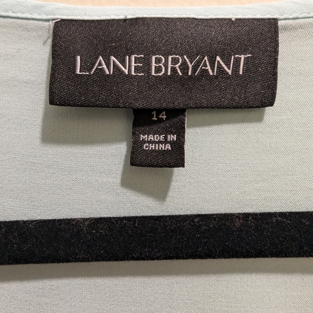 Lane Bryant Pink & Blue Blouse Embroidered Floral Tie Front Balloon Sleeve- 14 - Picture 10 of 14